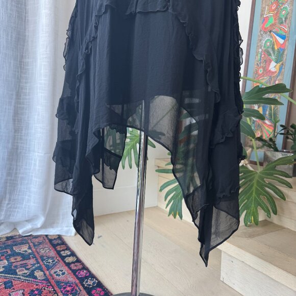 Elizabeth and James Black Silk Dress 4 - Picture 5 of 11